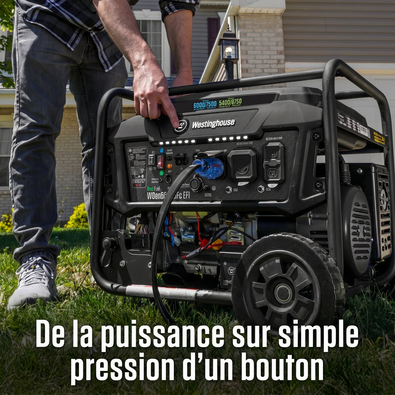 Chargez l'image dans la visionneuse de la galerie, Démarrage électrique à bouton-poussoir de la génératrice Westinghouse WGen6000DFc EFI – alimentation de secours résidentielle