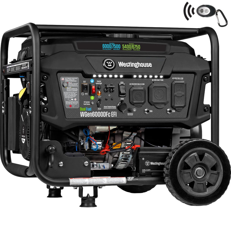 Chargez l'image dans la visionneuse de la galerie, Génératrice Westinghouse WGen6000DFc EFI avec télécommande de démarrage à distance – 7500W, bi-carburant