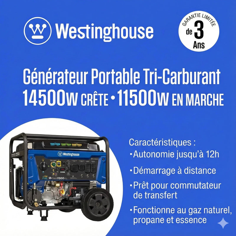Chargez l'image dans la visionneuse de la galerie, Westinghouse WGen11500TFc - Génératrice tri - carburant avec capteur de CO - Genexpert