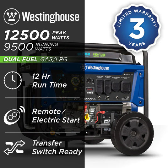 Westinghouse WGen9500DFc - Génératrice bicarburant avec capteur de CO
