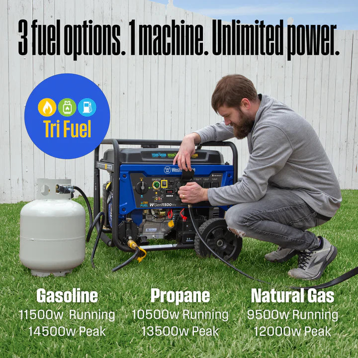 Chargez l&#39;image dans la visionneuse de la galerie, Westinghouse WGen11500TFc - Génératrice tri-carburant avec capteur de CO
