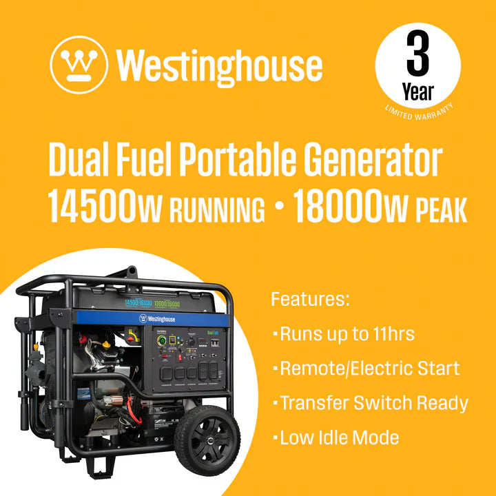 Chargez l&#39;image dans la visionneuse de la galerie, Westinghouse WGen14500DFc - Génératrice à onduleur double carburant avec capteur de CO
