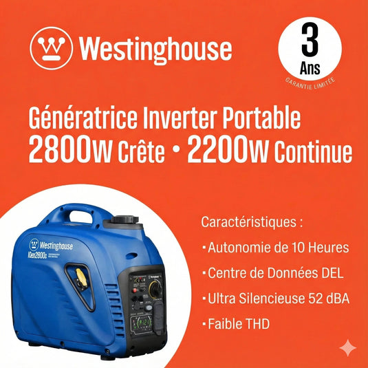 Génératrice à Onduleur Westinghouse iGen2800c | 2 800 Watts & Ultra - Silencieuse - Genexpert