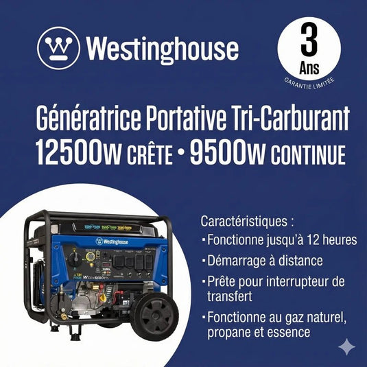 Génératrice Portable WGen9500TFc Tri - Carburant | 12 500 Watts & Gaz Naturel - Genexpert