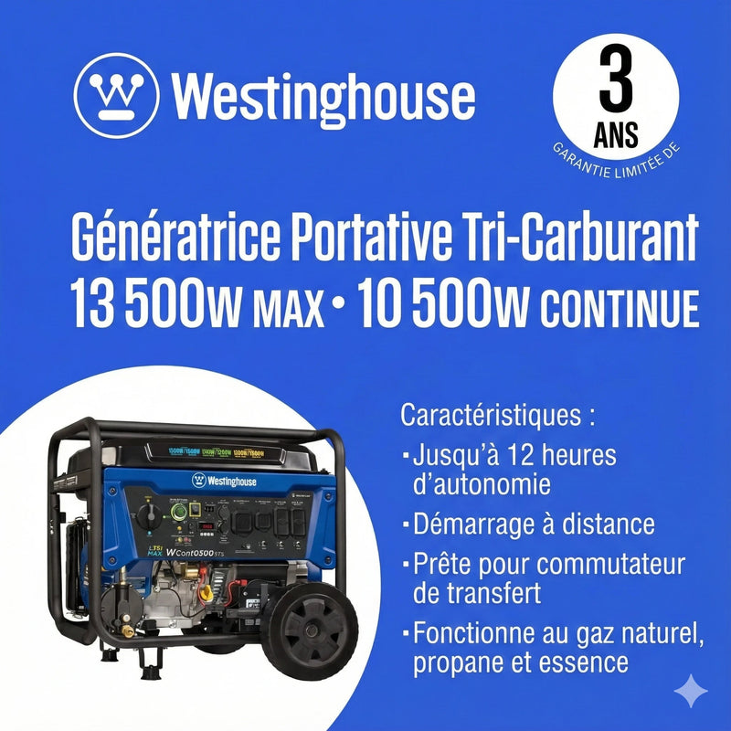 Chargez l'image dans la visionneuse de la galerie, Génératrice Westinghouse WGen10500TFc Tri - Carburant | 13 500 Watts &amp; Gaz Naturel - Genexpert
