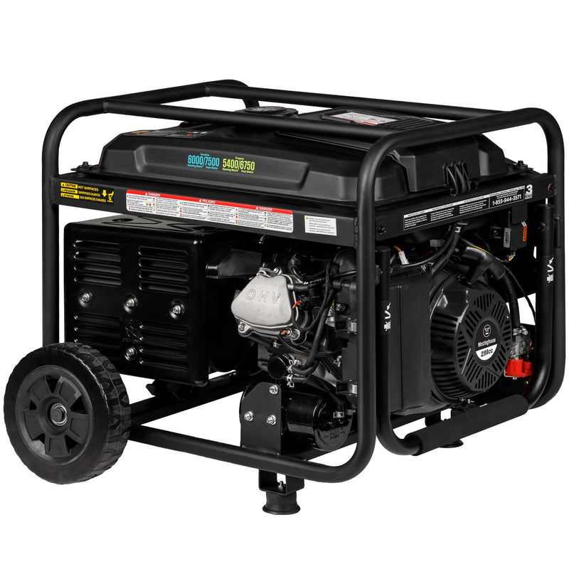 Chargez l'image dans la visionneuse de la galerie, Vue arrière de la génératrice bi-carburant Westinghouse WGen6000DFc EFI 298cc – châssis ouvert portable
