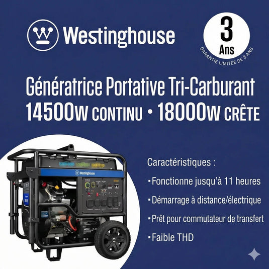 Génératrice WGen14500TFc Tri - Carburant | 18 000 Watts & Moteur V - Twin - Genexpert