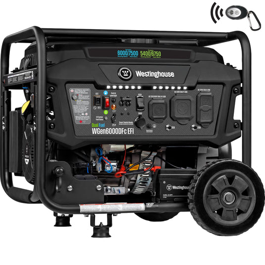 Génératrice Westinghouse WGen6000DFc EFI avec télécommande de démarrage à distance – 7500W, bi-carburant