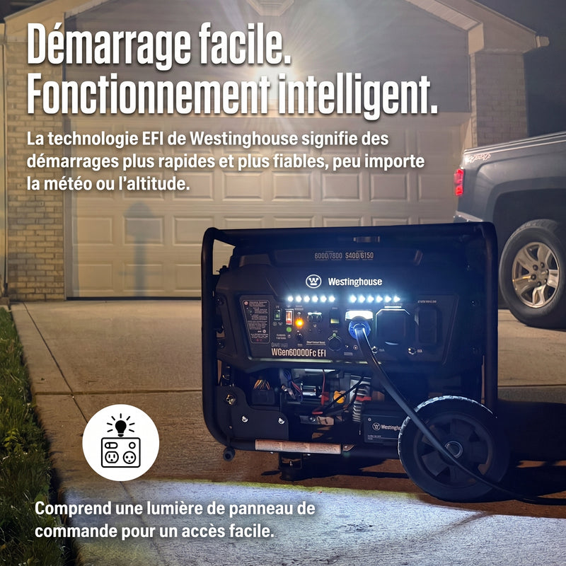 Chargez l'image dans la visionneuse de la galerie, Génératrice Westinghouse WGen6000DFc EFI allumée la nuit – technologie EFI pour démarrage fiable par tous les temps
