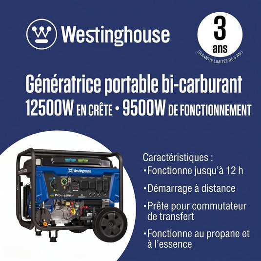 Génératrice WGen9500DF Bi - Carburant | 12 500 Watts & Démarrage à Distance - Genexpert