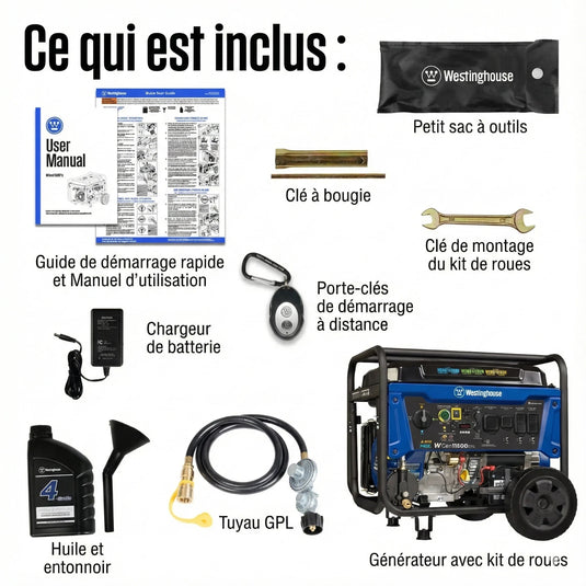 Westinghouse WGen11500TFc - Génératrice tri - carburant avec capteur de CO - Genexpert